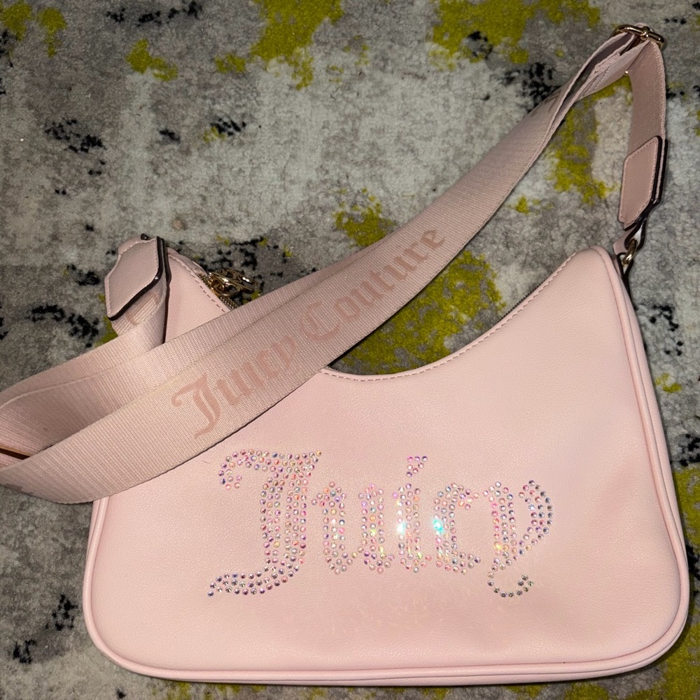 Juicy Couture Light Pink Shoulder Bag with Rhinestone Logo
